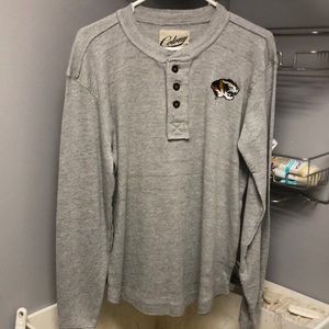 Missouri Tigers NCAA Colony 3 Button Gray Henley Long Sleeve Shirt Men’s Medium
